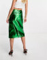 Amy Lynn Lupe midi skirt in metallic scarab green