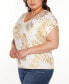 ფოტო #3 პროდუქტის Plus Size Foil Print Grommet Trim Top