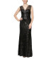 ფოტო #1 პროდუქტის Women's Sequin Illusion Feather Gown