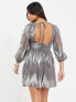 Фото #4 товара River Island Petite metallic thread mini dress in silver