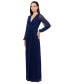 Фото #3 товара Petite V-Neck Side-Beaded Long-Sleeve Gown
