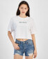 Juniors' Not Sorry Graphic-Print Cropped Tee