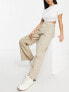 Фото #7 товара ASOS DESIGN Petite wide leg dad trousers in taupe