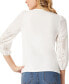 Petite Eyelet Blouson-Sleeve Crewneck Top