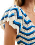 Фото #2 товара Vila crochet cap sleeve top in blue and cream