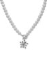 Фото #1 товара Anne Klein silver-Tone Crystal Snowflake Imitation Pearl Pendant Necklace, 16" + 3" extender