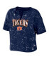 Фото #3 товара Women's Navy Auburn Tigers Bleach Wash Splatter Cropped Notch Neck T-shirt