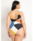 Фото #3 товара Plus Size One Shoulder Cutout Detail Swimsuit