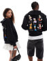 ASOS DESIGN Disney unisex oversized zip through hoodie with Mickey Mouse & friends prints in black Черный, 2XL - фото #4