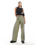 Basic Pleasure Mode hook and eye panelled cargo trousers in khaki grey