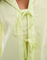 InWear Helve tie front cotton cropped shirt in lime