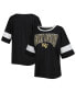 ფოტო #1 პროდუქტის Women's Black Wake Forest Demon Deacons Jumbo Arch Striped Half-Sleeve T-shirt