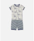 ფოტო #1 პროდუქტის Baby Boy Organic Cotton Two Piece Short Pajama Set Heather Beige Printed Dinosaurs - Infant