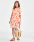 Фото #1 товара Women's Printed Boat-Neck Elbow Sleeve Dress, Created for Macy's