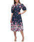 Women's Cotton Puff-Sleeve Floral Midi Dress