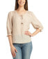 Фото #1 товара Juniors' Tie-Front Lace-Trim 3/4-Sleeve Top