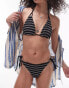 Topshop mix and match crinkle stripe triangle bikini top in monochrome