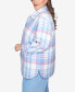 ფოტო #3 პროდუქტის Plus Size Swiss Chalet Collared Plaid Shirt Jacket