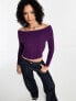 Фото #1 товара Daisy Street off shoulder fitted jumper in purple knit