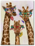 Giraffe and Flower Glasses Trio Gallery-Wrapped Canvas Wall Art - 18" x 24"