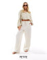 Stradivarius Petite linen look pull on trouser in natural