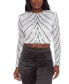 Фото #1 товара Juniors' Scoop-Neck Long-Sleeve Sequin Crop Top