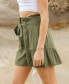 Фото #2 товара Women's Olive Green Waist Tie Shorts