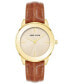 ფოტო #1 პროდუქტის Women's Three Hand Quartz Round Brown Polyurethane Faux Leather Band Watch, 33mm