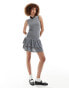 Фото #6 товара COLLUSION slash neck mini dress with ruffle detail in grey