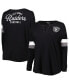 Фото #4 товара Women's Black Las Vegas Raiders Plus Size Athletic Varsity Lace-Up V-Neck Long Sleeve T-shirt