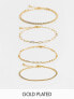 Фото #2 товара ASOS DESIGN pack of 4 fine chain bracelets in gold tone