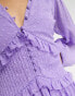 Фото #3 товара ASOS DESIGN Tall button through pintuck mini dobby dress in purple