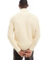 Superdry cable roll neck jumper in off white