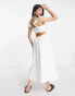 New Look frill strap midi dress with open back in white