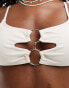 Brave Soul metal ring detail bikini top in cream