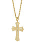 ფოტო #3 პროდუქტის Men's Textured Cross 22" Pendant Necklace in 10k Gold