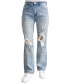 ფოტო #1 პროდუქტის Juniors' High Waisted Distressed Wide-Leg Jeans