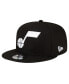 ფოტო #1 პროდუქტის Men's Black Utah Jazz Team Color 9FIFTY Snapback Hat