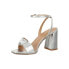 Фото #2 товара Sam & Libby Jordan Sandals Women's US 8 Silver Adjustable Ankle Strap High-Heel