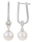 Фото #1 товара Серьги Macy's Freshwater Pearl & White Topaz