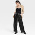 Women's High-Rise Satin Cargo Pants - A New Day Black 14
