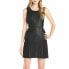 Фото #1 товара kensie Women's Sleeveless Faux Leather Shift Dress Black M