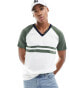 Фото #2 товара ASOS DESIGN raglan t-shirt with white and green cut & sew