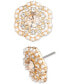 ფოტო #1 პროდუქტის Gold-Tone Pavé & Imitation Pearl Flower Stud Earrings