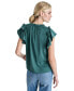 Women's Ruffle-Trim Split-Neck Top