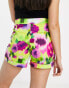 Morgan high waist tailored short in lime smudge print Fingerabdruck, US 2 - фото #4