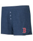 ფოტო #2 პროდუქტის Women's Navy Boston Red Sox Meter Knit Long Sleeve T-shirt and Shorts Set