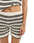 ASOS DESIGN knitted stripe shorts co ord in cream