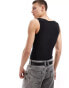 COLLUSION Slash neck muscle fit vest in black