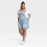 Фото #1 товара Women's Denim Boyfriend Shortalls - Universal Thread Medium Wash 26